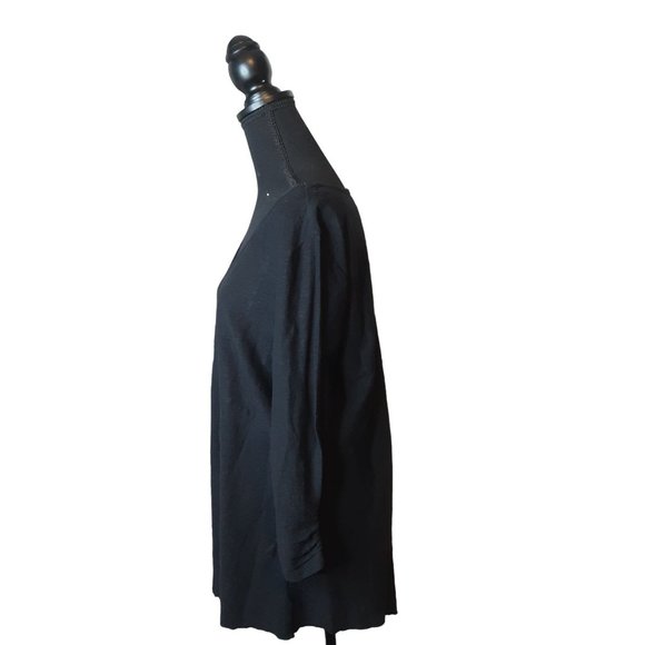 NWOT Style & Co Cotton/ Linen Blend Black Tunic Pullover V Neck Top Size L - Picture 7 of 11